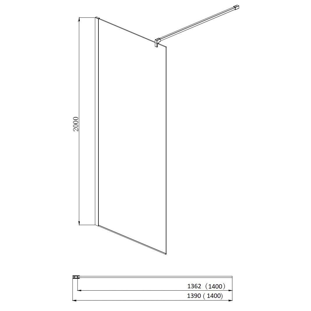 Душевая перегородка Акватек Walk In AQ WIW 14020CH 140x200, стекло прозрачное, профиль хром - фото 1