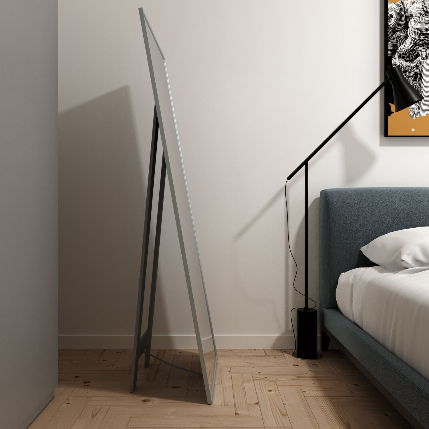 Зеркало Mixline Графика 60x150 напольное, цвет хром - фото 1