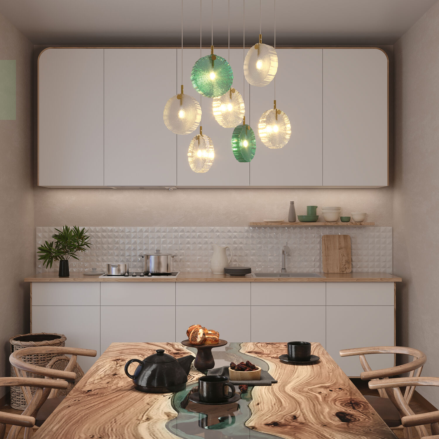 Подвесной светильник Maytoni Frozen MOD254PL-07BS, арматура латунь, профиль стекло разноцветное - фото 1