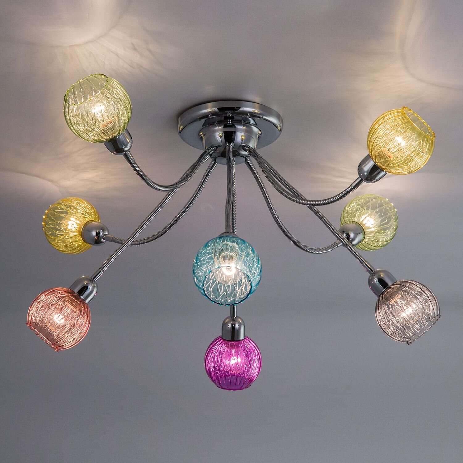 Потолочная люстра Citilux Попурри CL604181, арматура хром, плафоны стекло разноцветное - фото 1