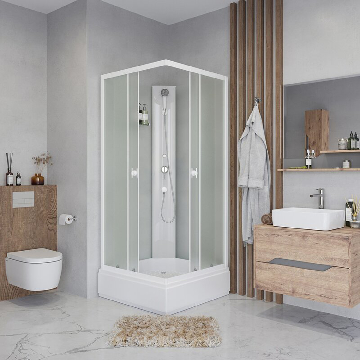 Душевая кабина Niagara Promo P80/26Q/MT/BK 80х80, стекло матовое, профиль белый, без крыши