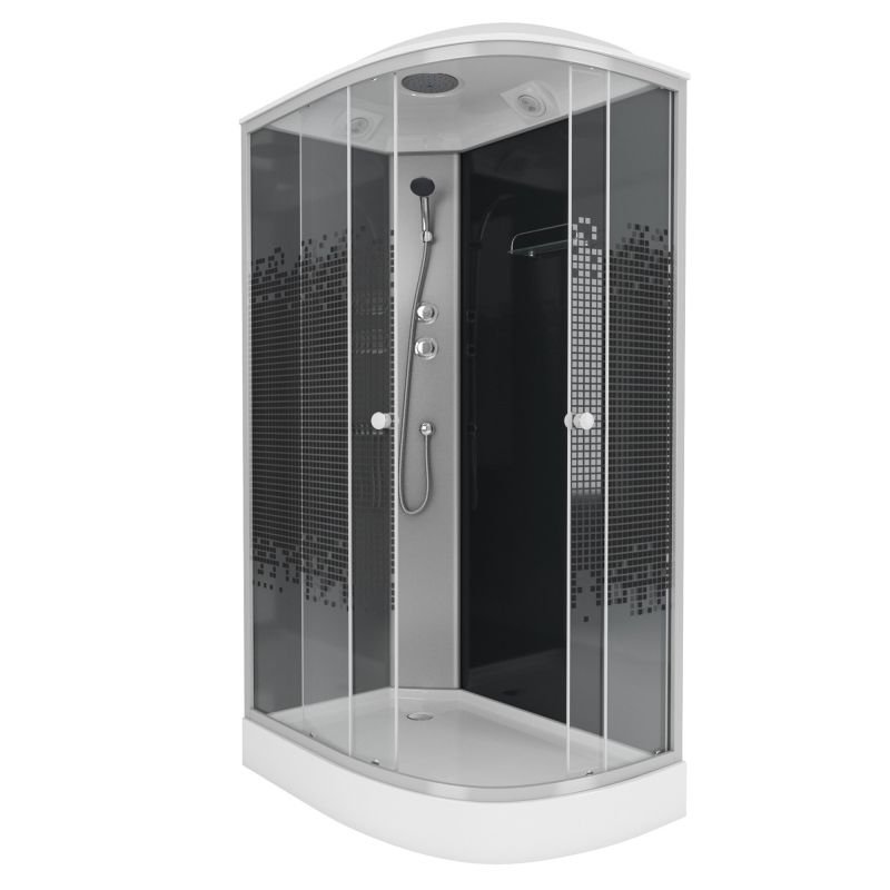 Душевая кабина Niagara Eco NG-4512-14 L Black 120х80, левая, стекло мозаика, профиль серебро, с крышей - фото 1