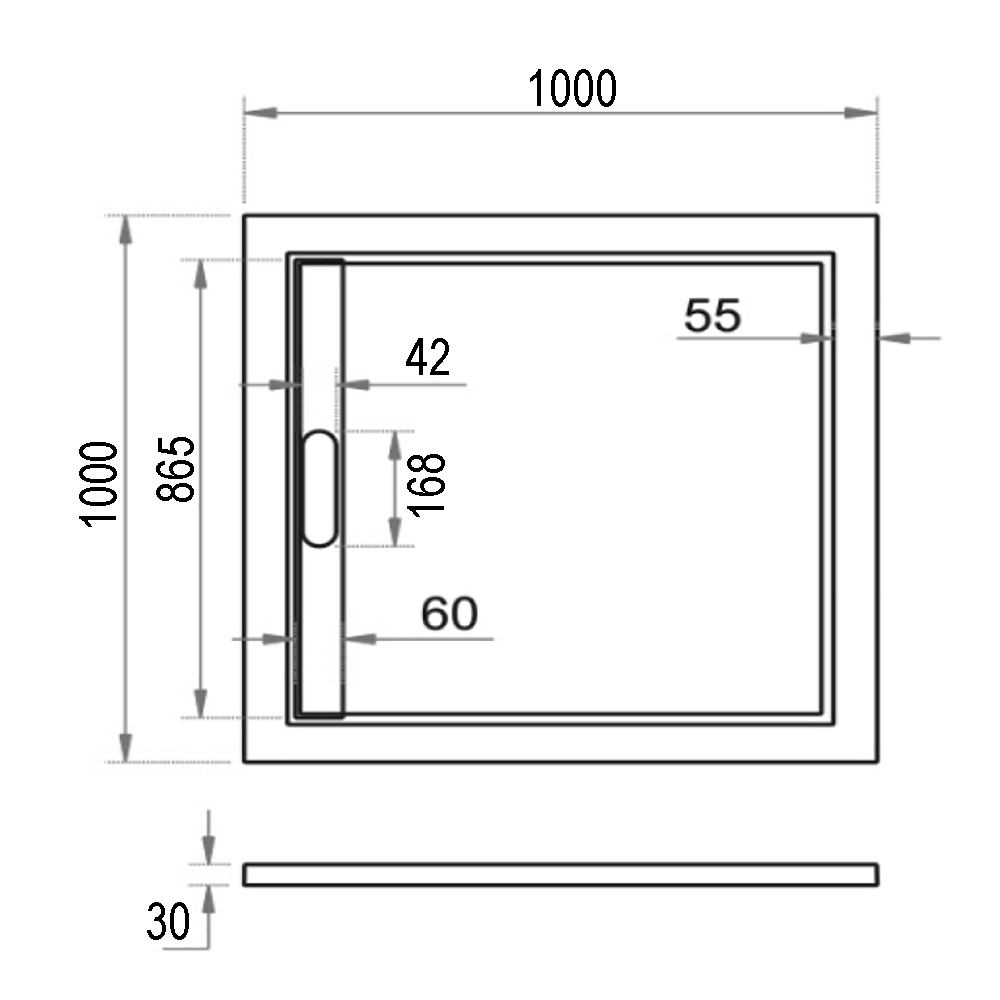 Поддон для душа Weltwasser WW TRS 100 STONE-BL 100x100, литьевой мрамор, цвет черный