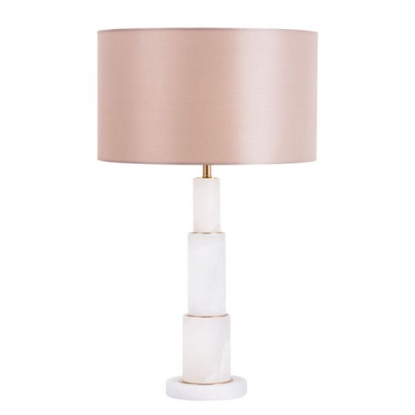 Интерьерная настольная лампа Arte Lamp Ramada A3588LT-1PB, арматура цвет белый/медь, плафон/абажур ткань, цвет бежевый