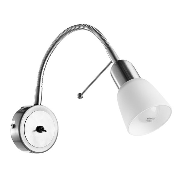 Бра Arte Lamp Lettura A7009AP-1SS, арматура серебро, плафон стекло белое, 7х34 см