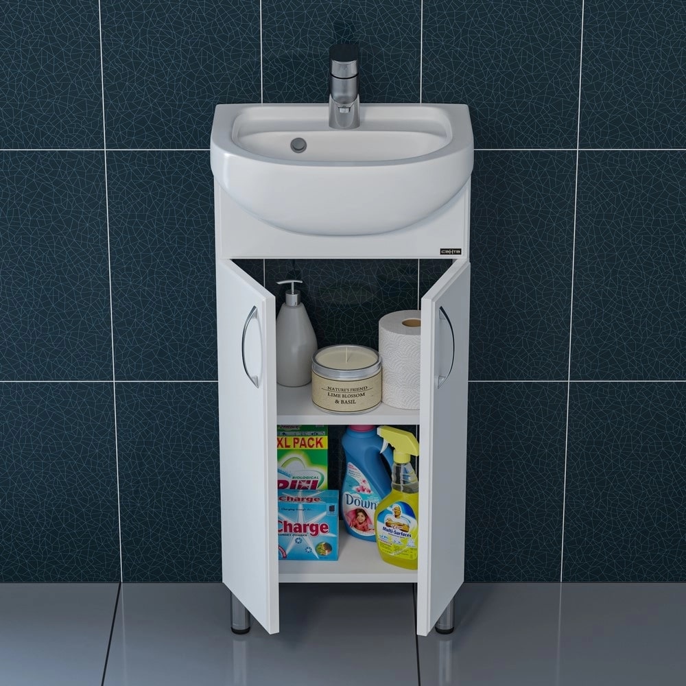 Тумба под раковину Санта Сити 40 напольная, с дверцами, цвет белый - фото 1