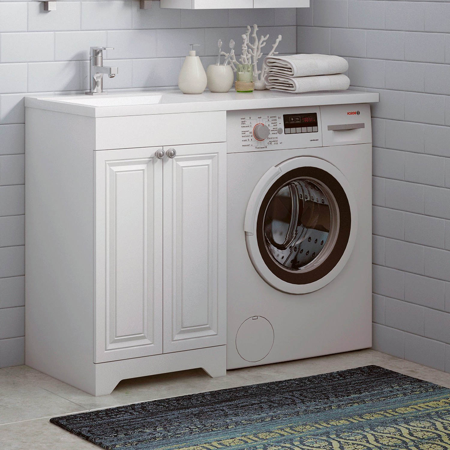 Мебель для ванной Corozo Леон 110 напольная, с тумбой 50 см, цвет белый - фото 1