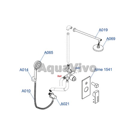Душевой комплект WasserKRAFT Alme A16069, встраиваемый, цвет хром