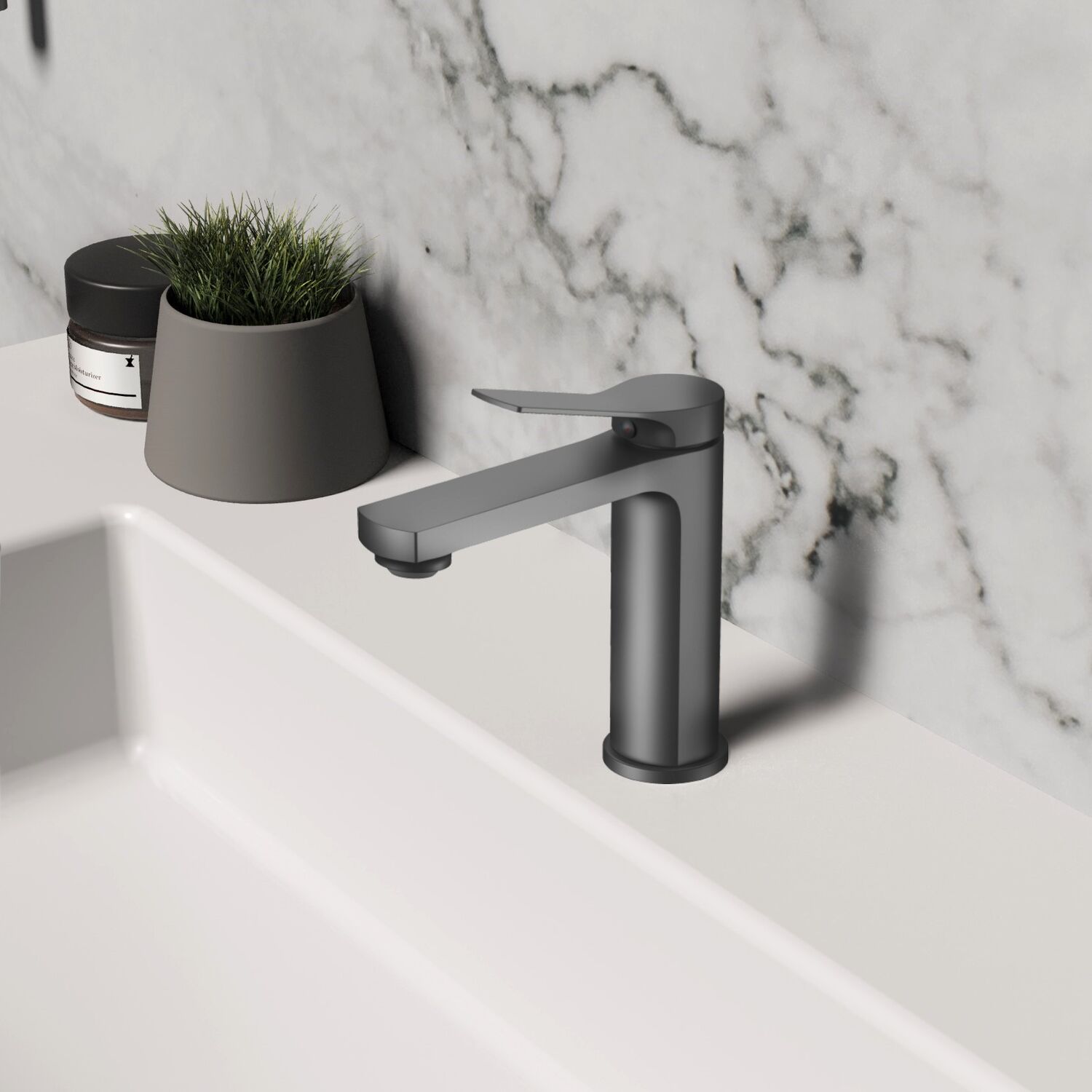 Смеситель Vincea Arco VBF-4AR01GM для раковины, цвет вороненая сталь - фото 1