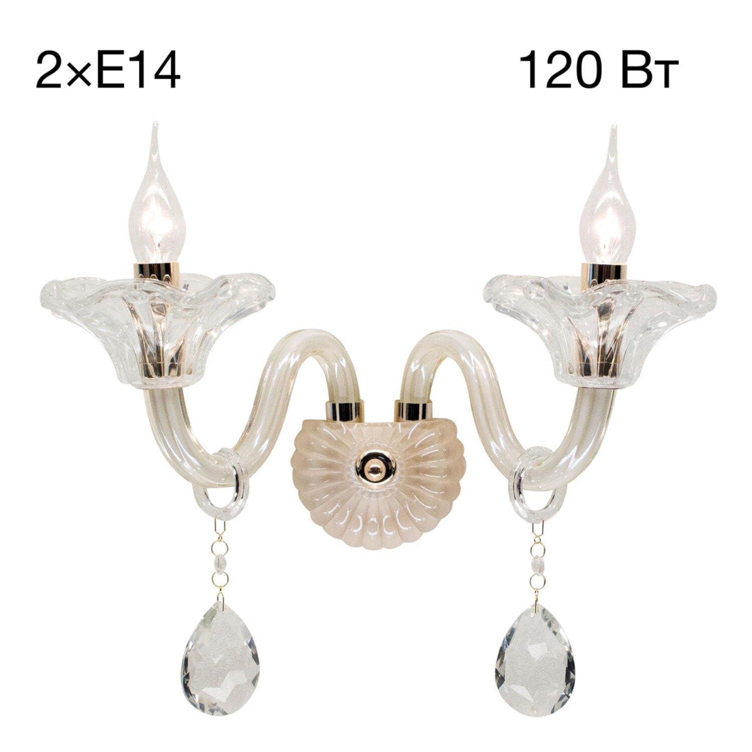 Бра Citilux Ирида CL351321, арматура золото, плафоны стекло / хрусталь прозрачный