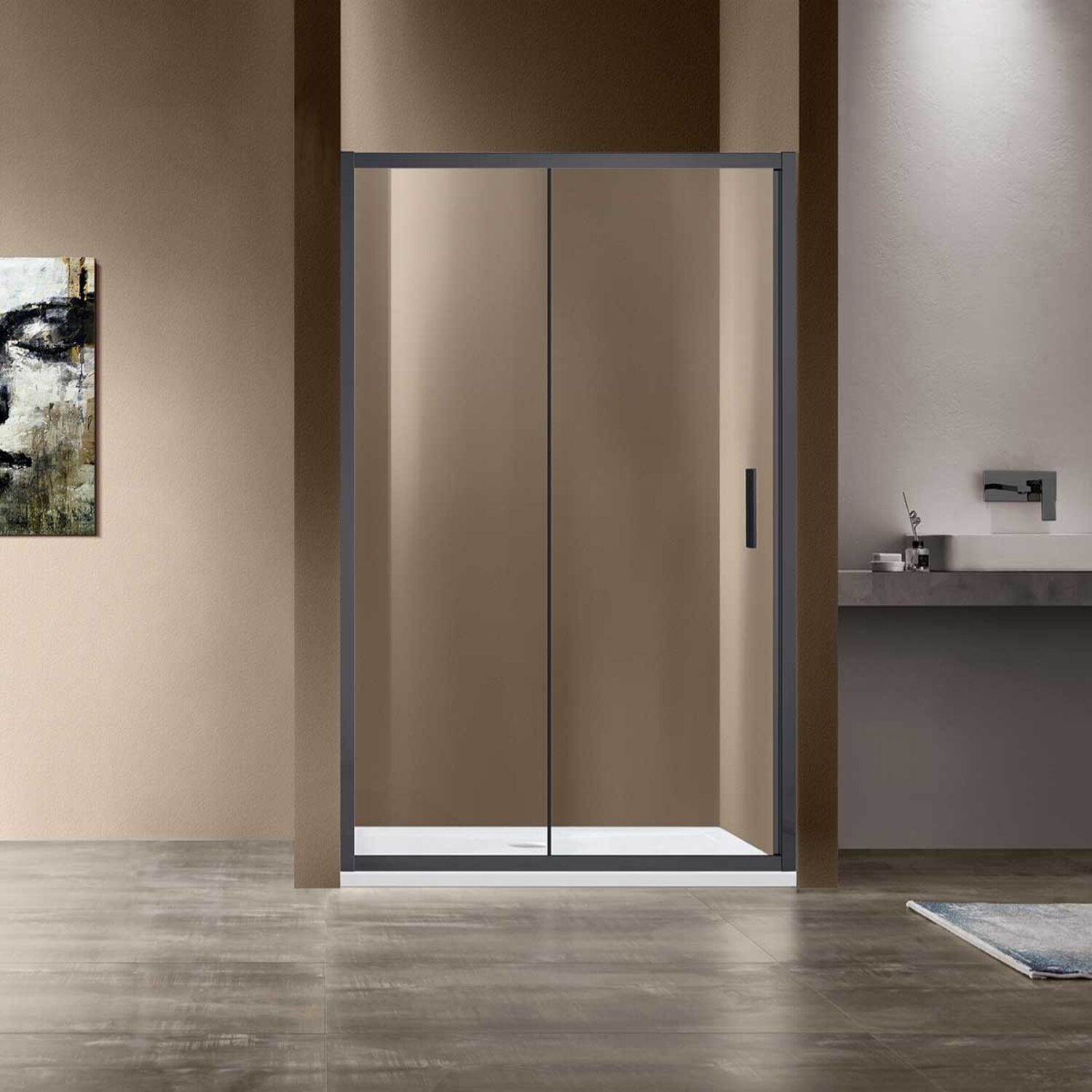 Душевая дверь Vincea Garda VDS-1G 110x190, стекло прозрачное, профиль вороненая сталь