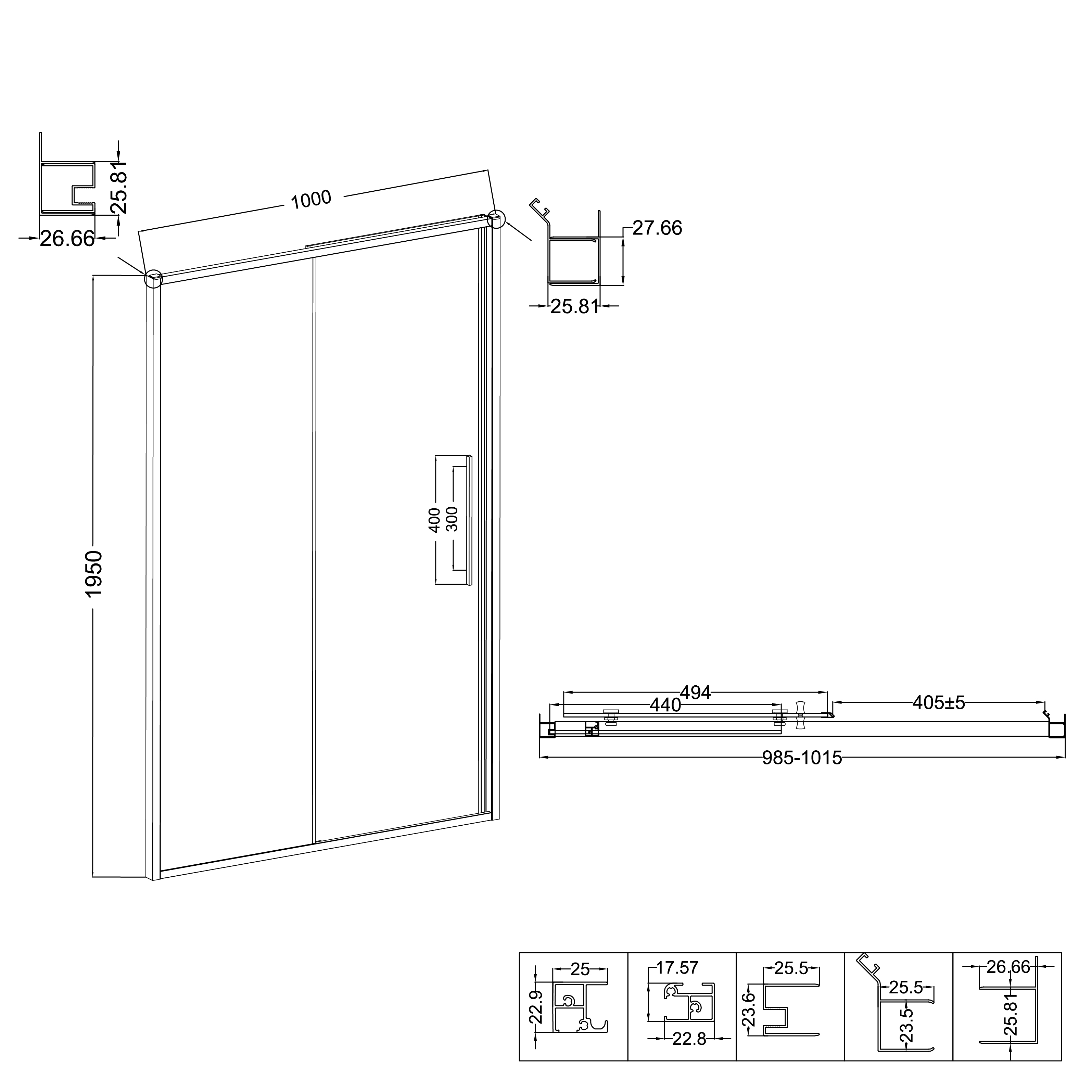 Душевой уголок Niagara Nova NG-84-10AB-A100B-34 100x100, стекло прозрачное, профиль черный матовый