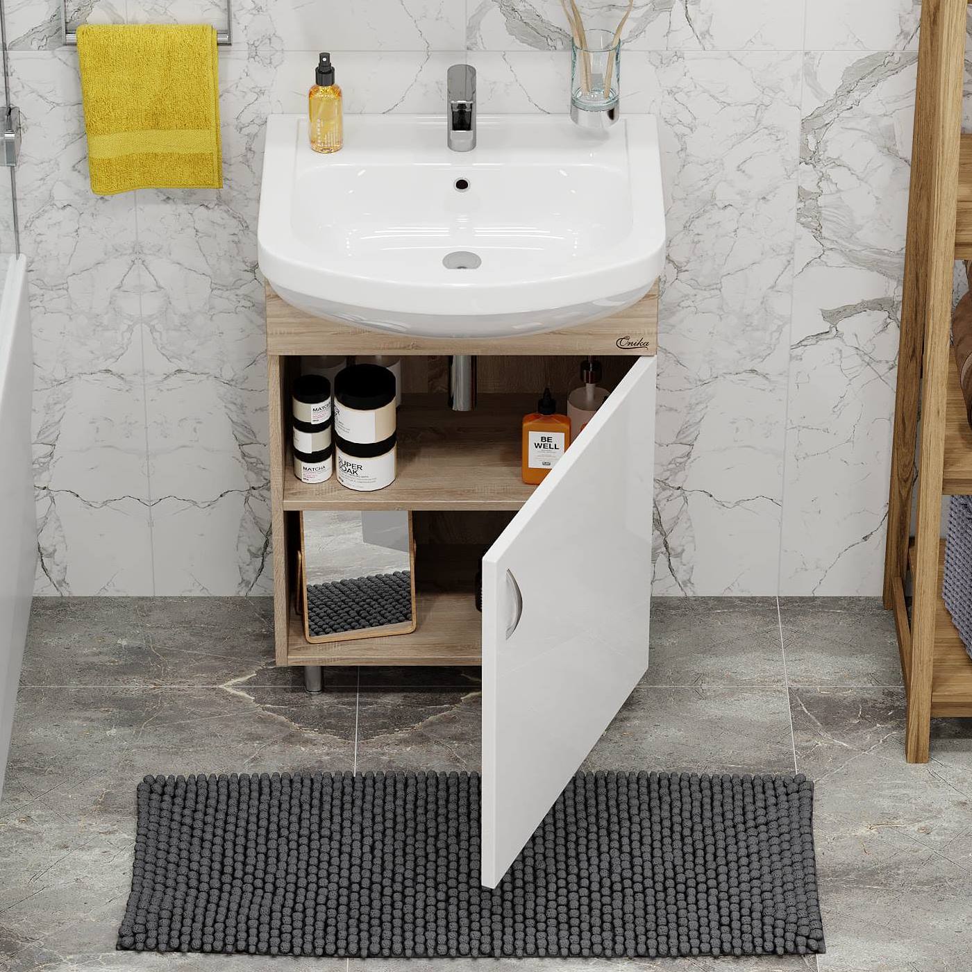 Тумба под раковину Оника Эко 52, напольная, цвет белый / дуб сонома - фото 1