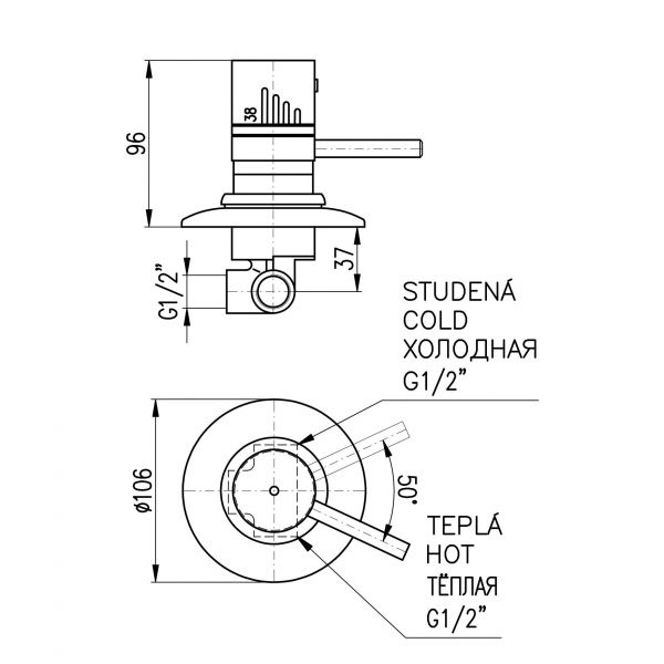 Смеситель Rav Slezak Termo DT283CMAT для душа, встраиваемый, термостатический, цвет черный матовый - фото 1