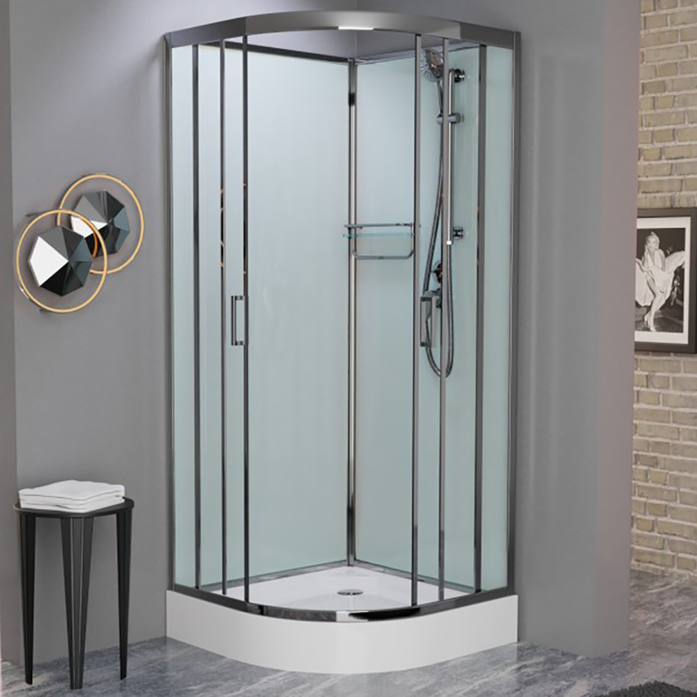 Душевая кабина Frank F409 Brilliant 90x90, с полотенцедержателем, стекло прозрачное, профиль хром, без крыши