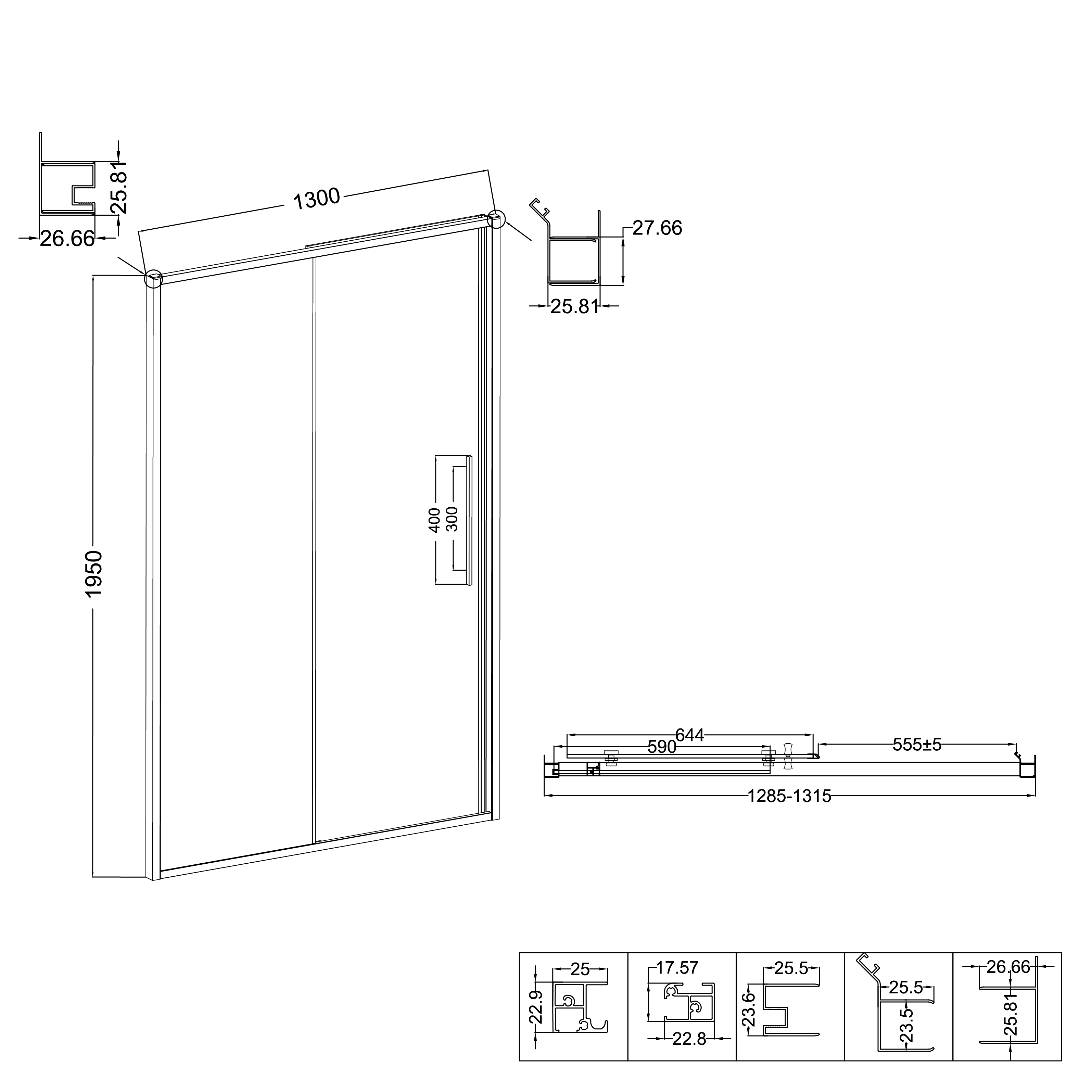Душевой уголок Niagara Nova NG-85-13TB-TB100-34 130x100, стекло тонированное, профиль черный матовый