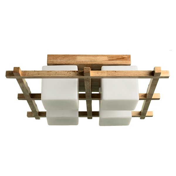 Потолочный светильник Arte Lamp Woods A8252PL-4BR, арматура коричневая, плафоны стекло белое, 52х52 см