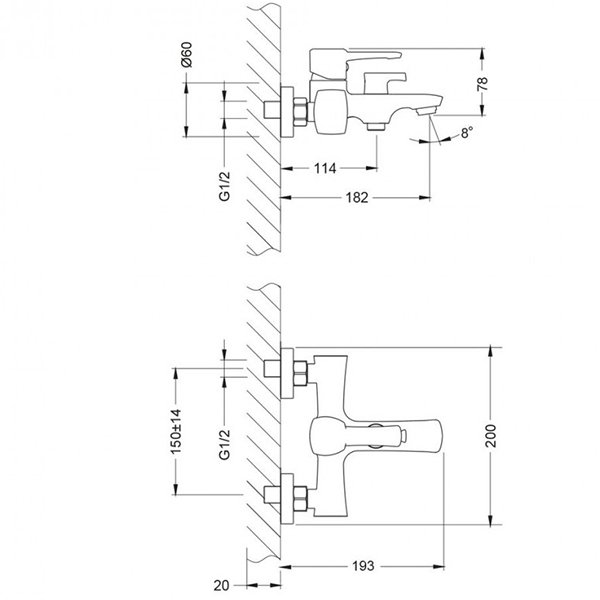 Смеситель Lemark Evitta LM0514C для ванны с душем, цвет хром - фото 1