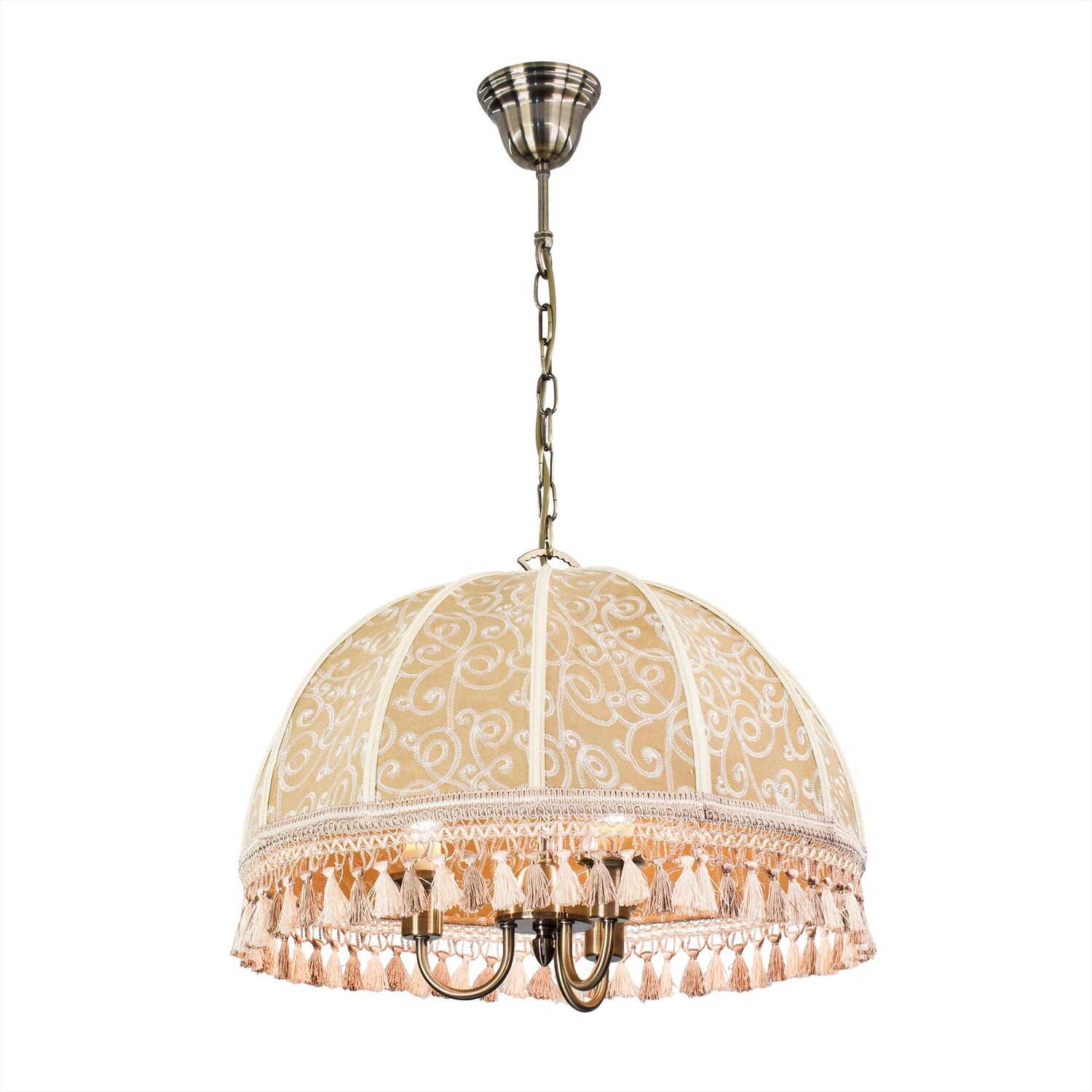 Подвесная люстра Citilux Базель CL407135, арматура бронза, плафоны текстиль кофейный