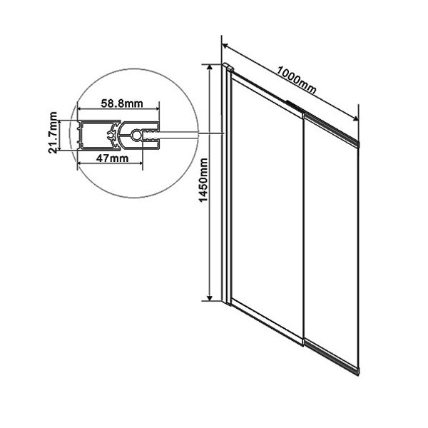 Шторка на ванну Vincea VSB-1E 100x145, стекло прозрачное, профиль хром