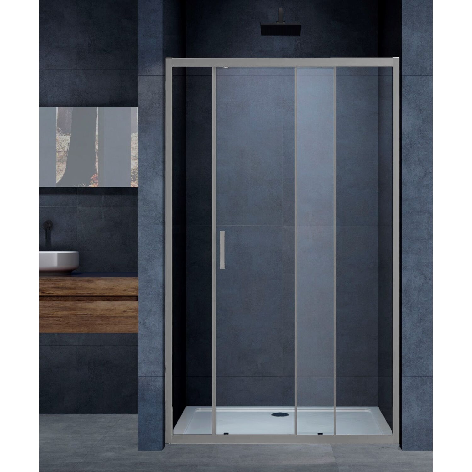 Душевая дверь Vincea Alpha VDS-3AL 120x190, стекло прозрачное, профиль вороненая сталь