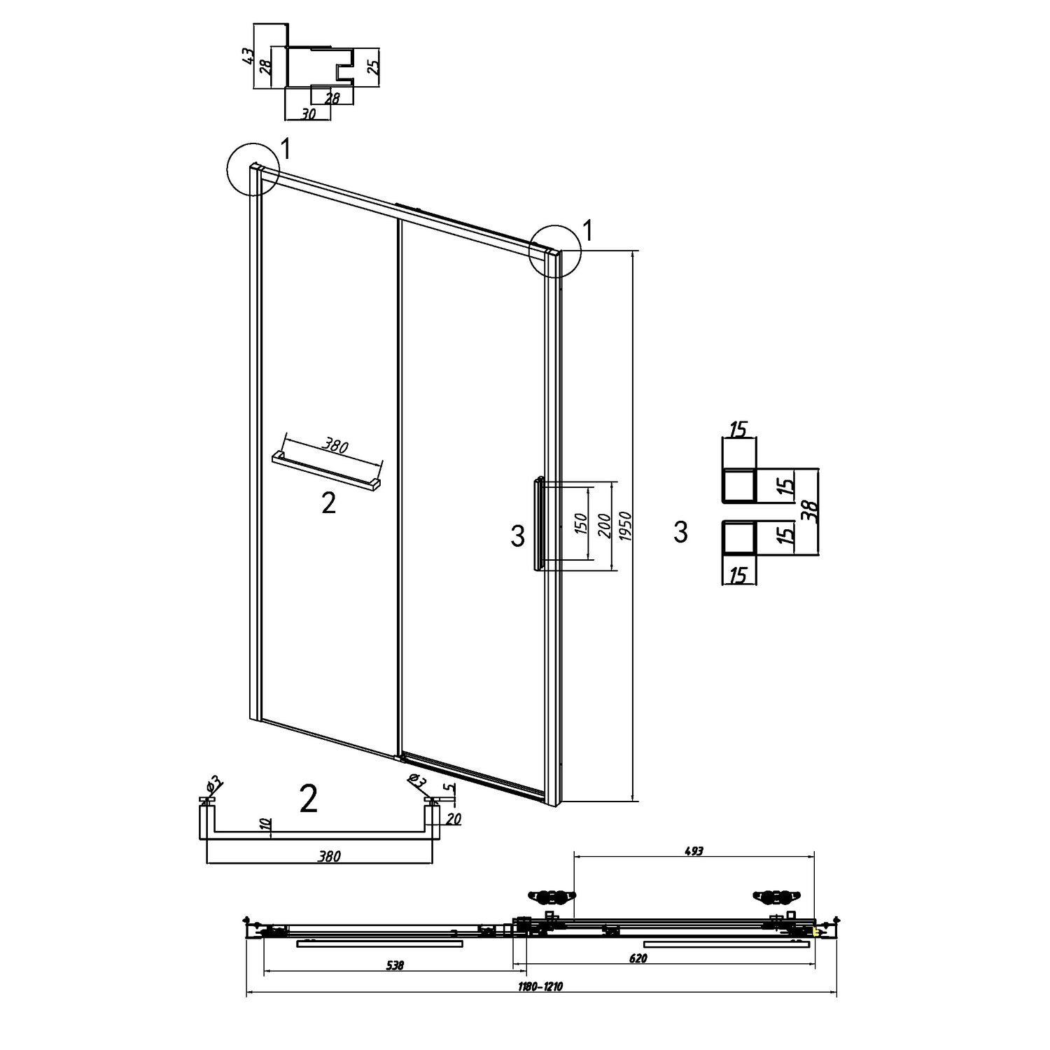 Душевая дверь Grossman Style 120х195, стекло шиншилла, профиль черный матовый - фото 1