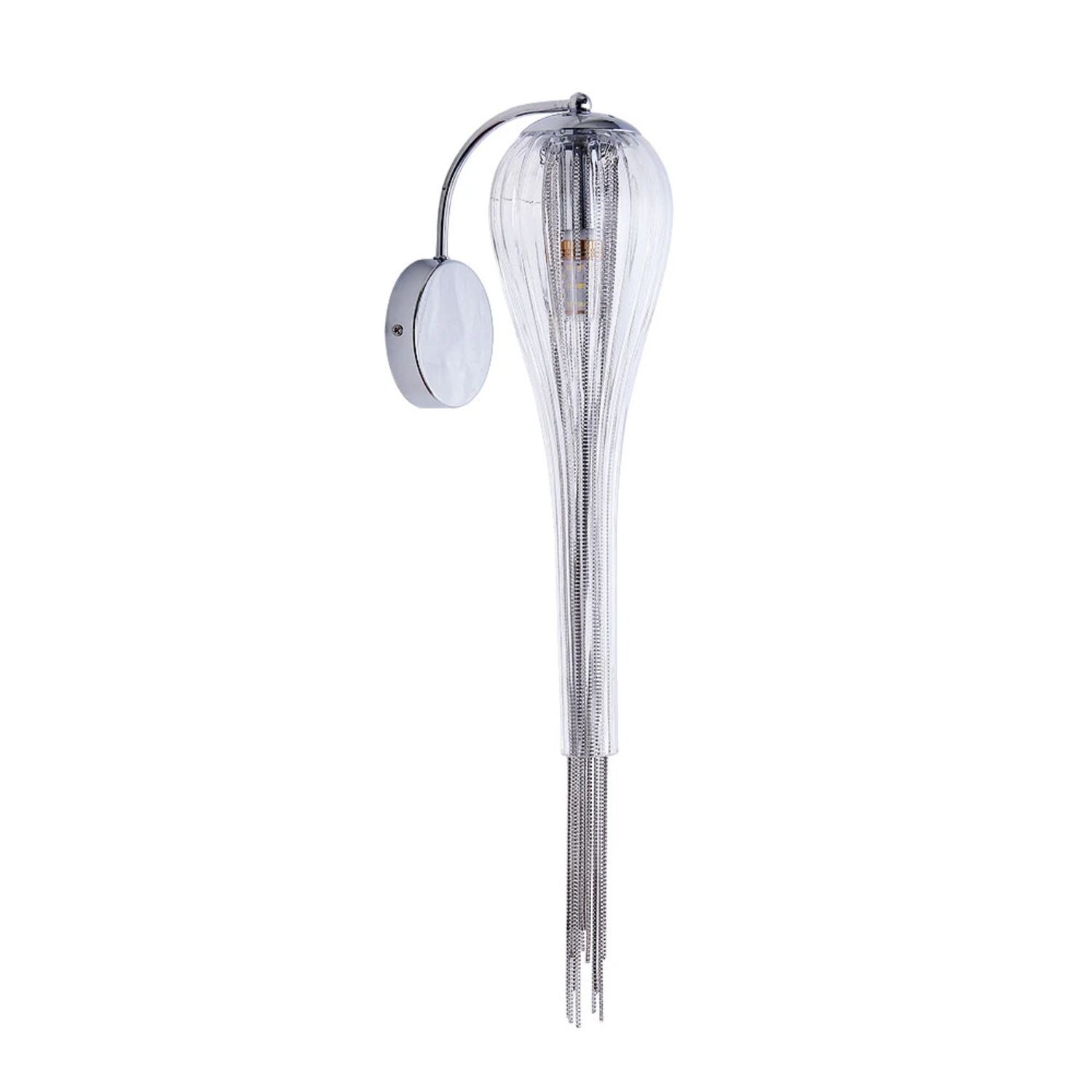Бра Arte Lamp Waterfall A1577AP-1CC, арматура хром, плафон стекло прозрачное