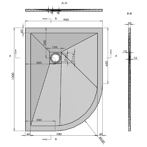 Поддон для душа Vincea VST-4SQ 120x90, левый, искусственный камень, цвет белый - фото 1