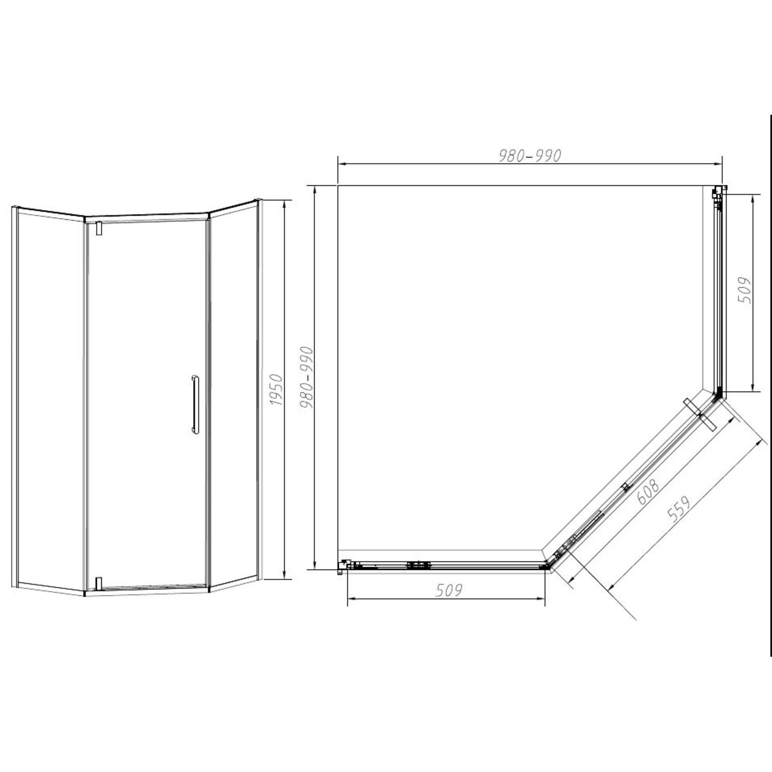 Душевой уголок Vincea Slim-N VSP-4SN 100x100, стекло прозрачное, профиль черный