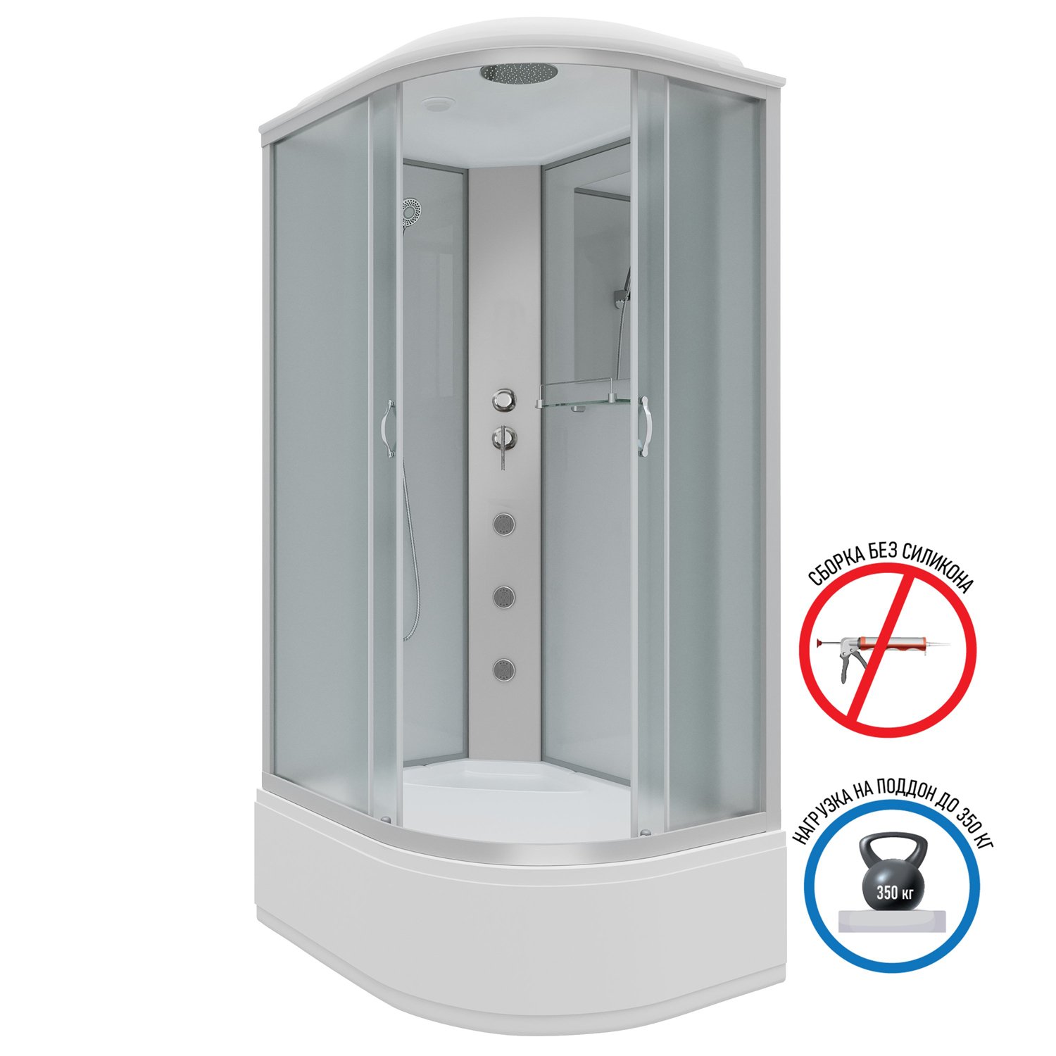 Душевая кабина Niagara Classic NG-2310-14LG 120х80, левая, стекло матовое, профиль серебро, с крышей, с гидромассажем - фото 1
