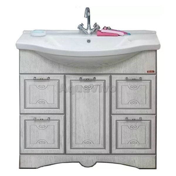 Мебель для ванной Sanflor Адель 100, цвет белый/патина серебро
