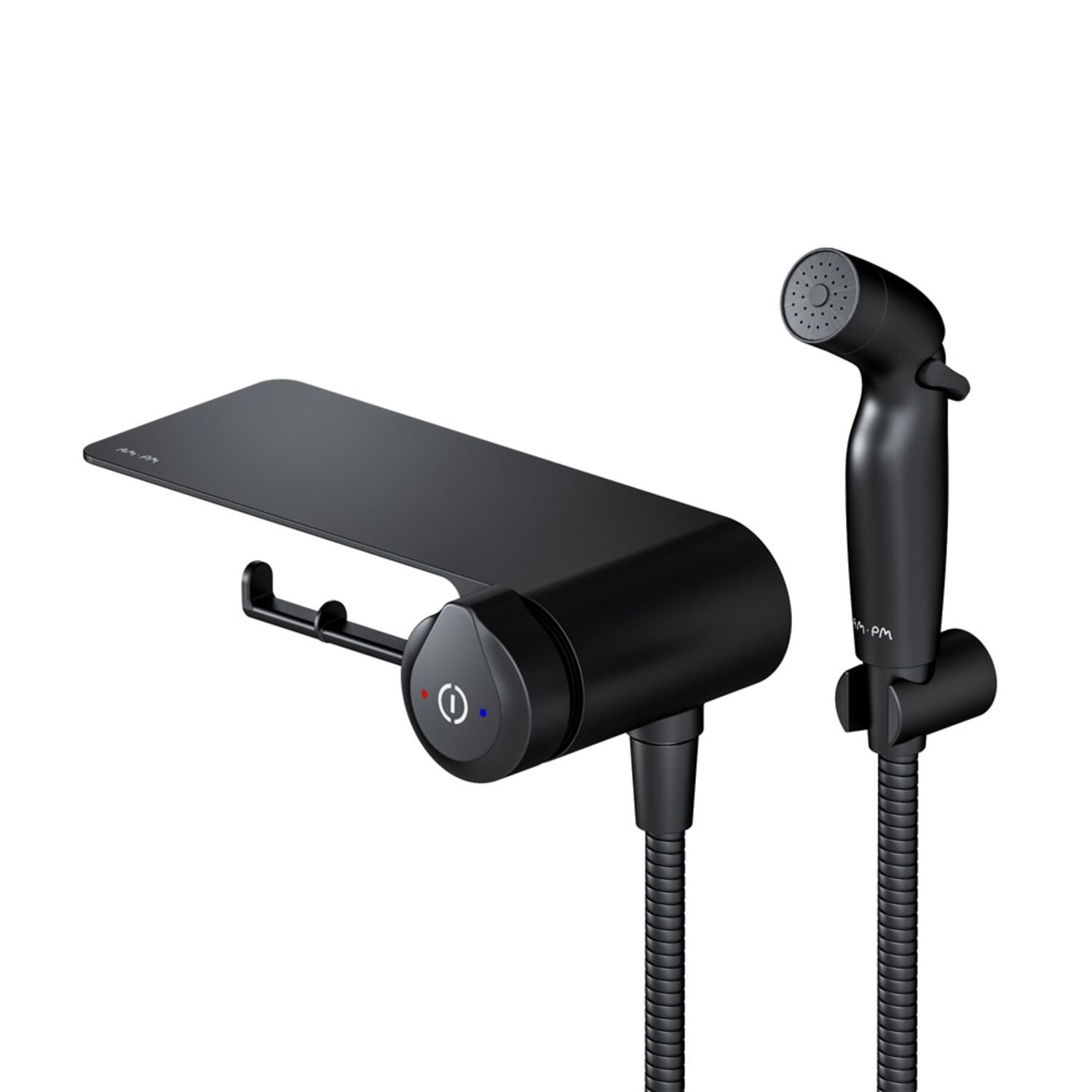 Гигиенический душ AM.PM X-Joy TouchReel F0H85A822, со встраиваемым смесителем, полкой, держателем туалетной бумаги, цвет черный