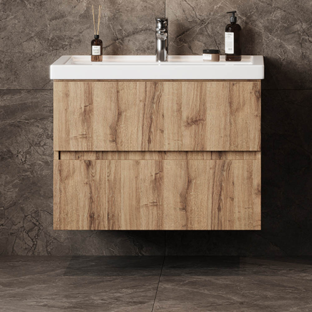 Тумба под раковину Оника Дарон 80, цвет дуб крафт золотой