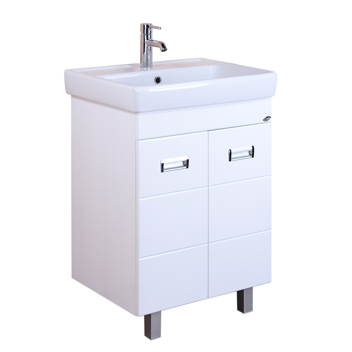 Тумба под раковину Оника Балтика-Квадро 55, цвет белый / хром - фото 1