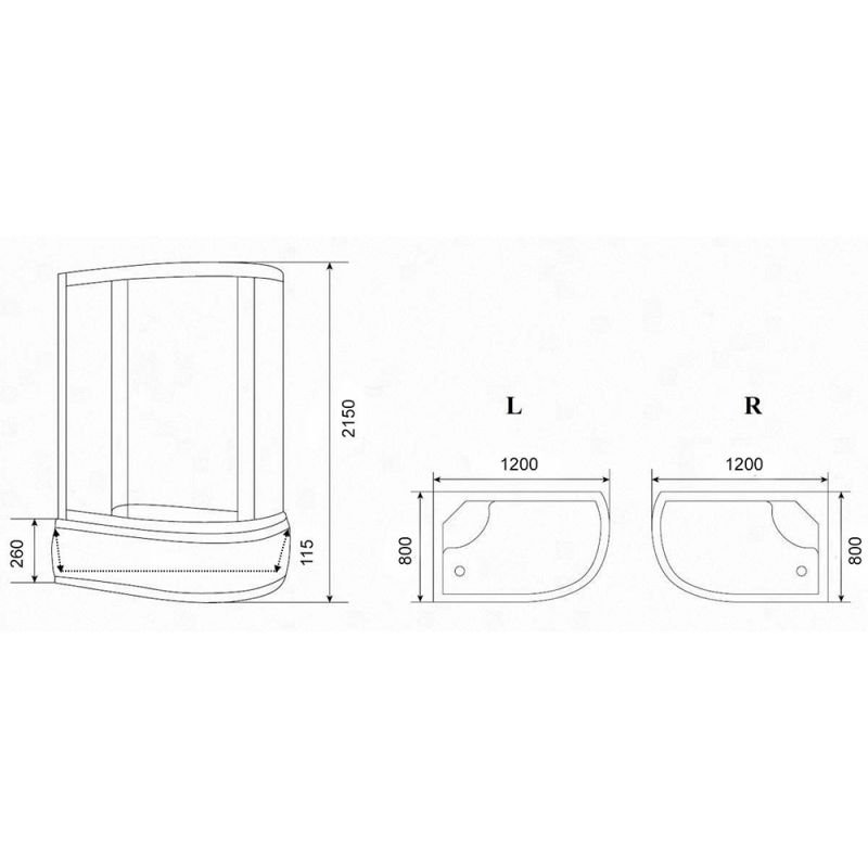 Душевая кабина Parly Bianco BMM120R 120x80, правая, стекло прозрачное, профиль белый - фото 1