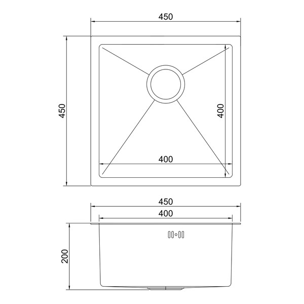 Кухонная мойка Mixline 547226 45x45, цвет черный графит - фото 1