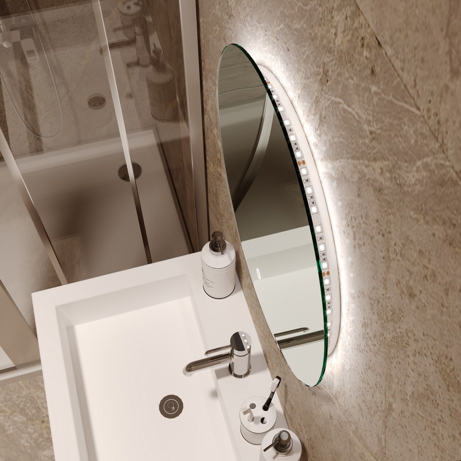 Зеркало Mixline Саванна Лайт D50 50x50, с подсветкой - фото 1