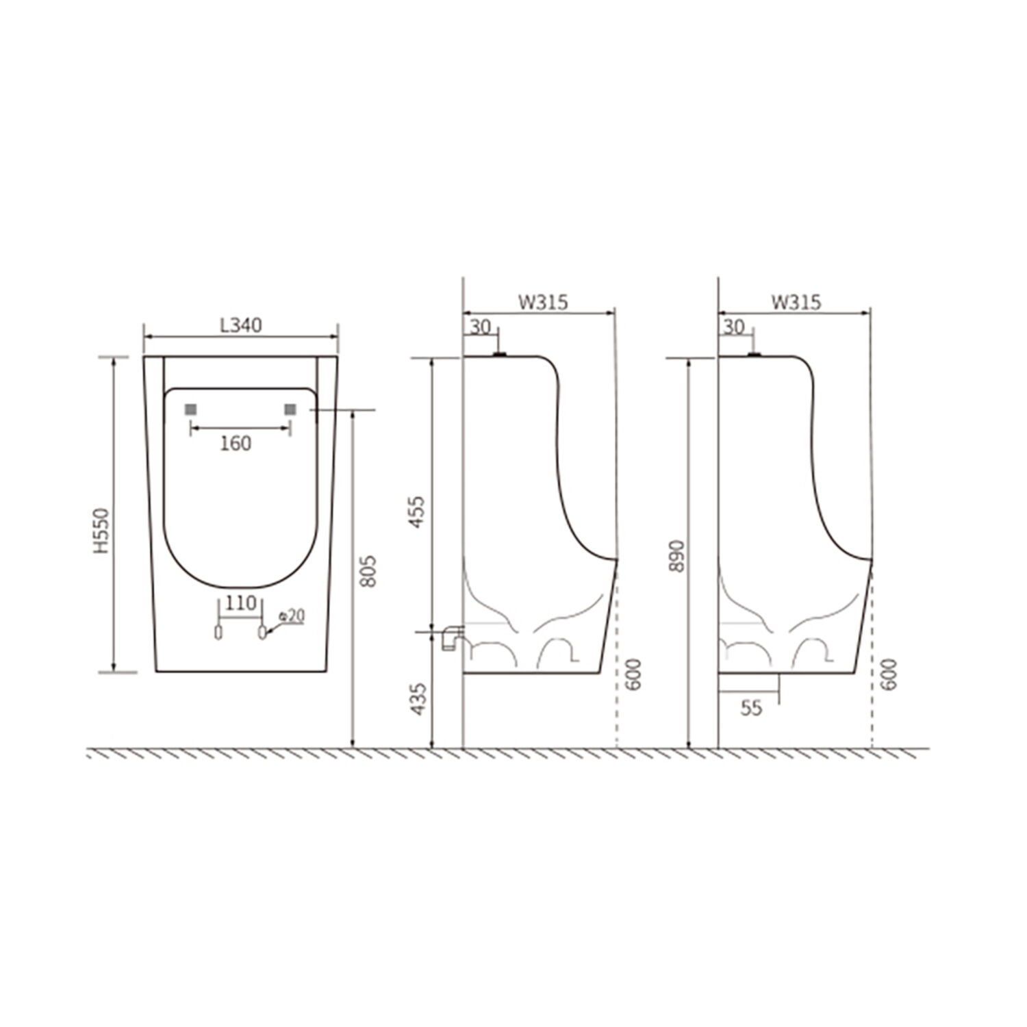Писсуар Акватек AQ3040-F-00, с механизмом смыва, цвет белый - фото 1