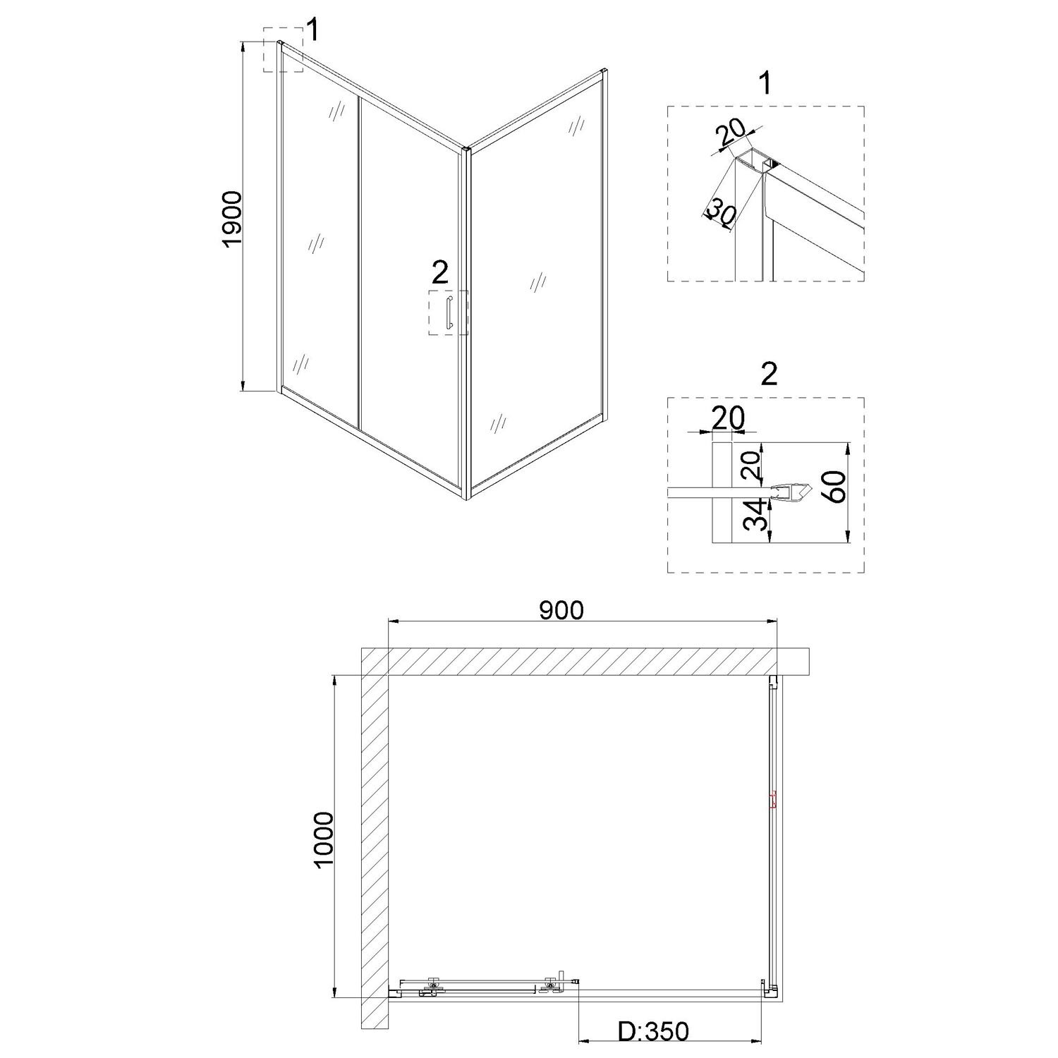 Душевой уголок Niagara Nova NG-42-9AG-A100G 90x100, стекло прозрачное, профиль холодное золото - фото 1