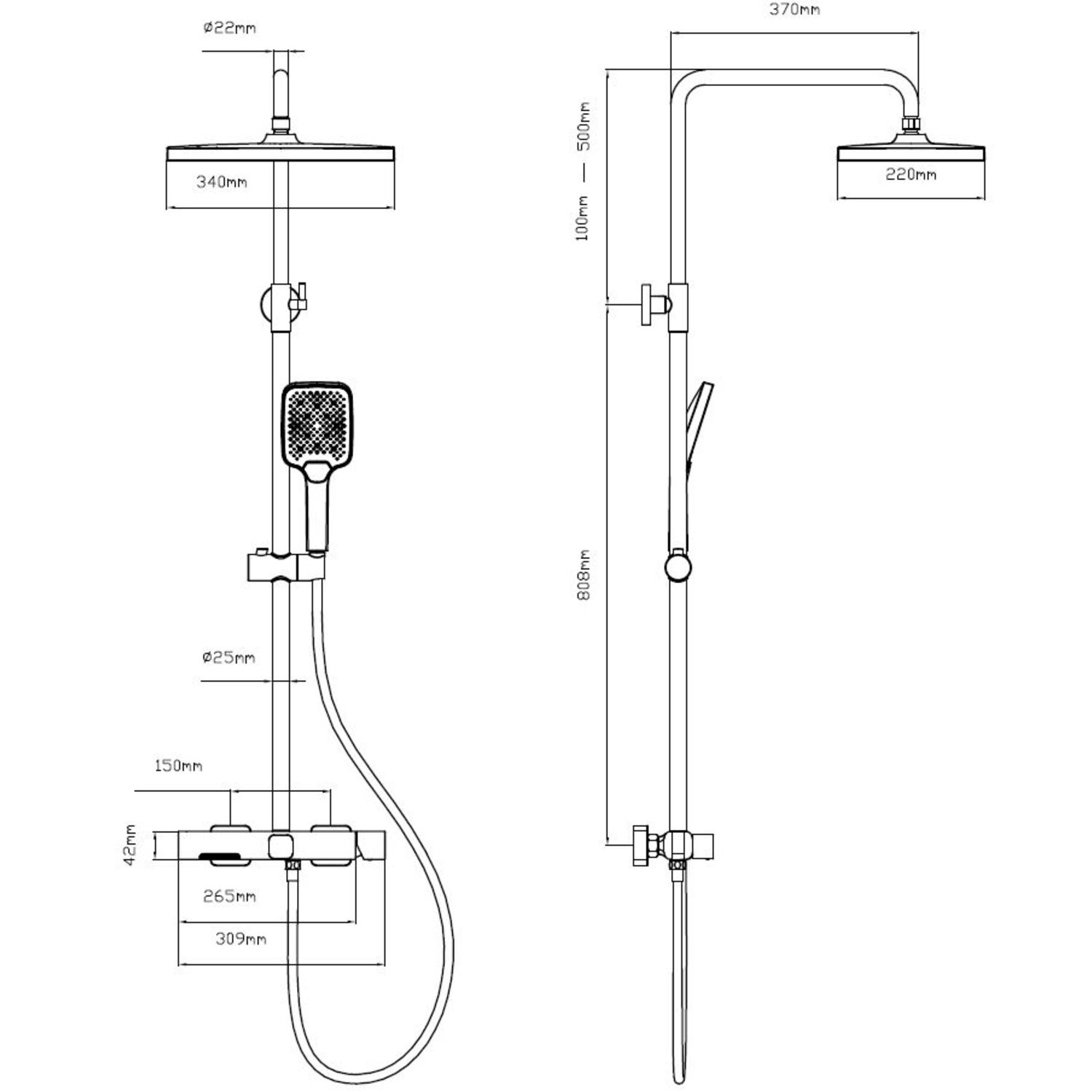 Душевая стойка Vincea Core VSFS-4CO1BN, с верхним душем, смесителем, цвет брашированный никель - фото 1