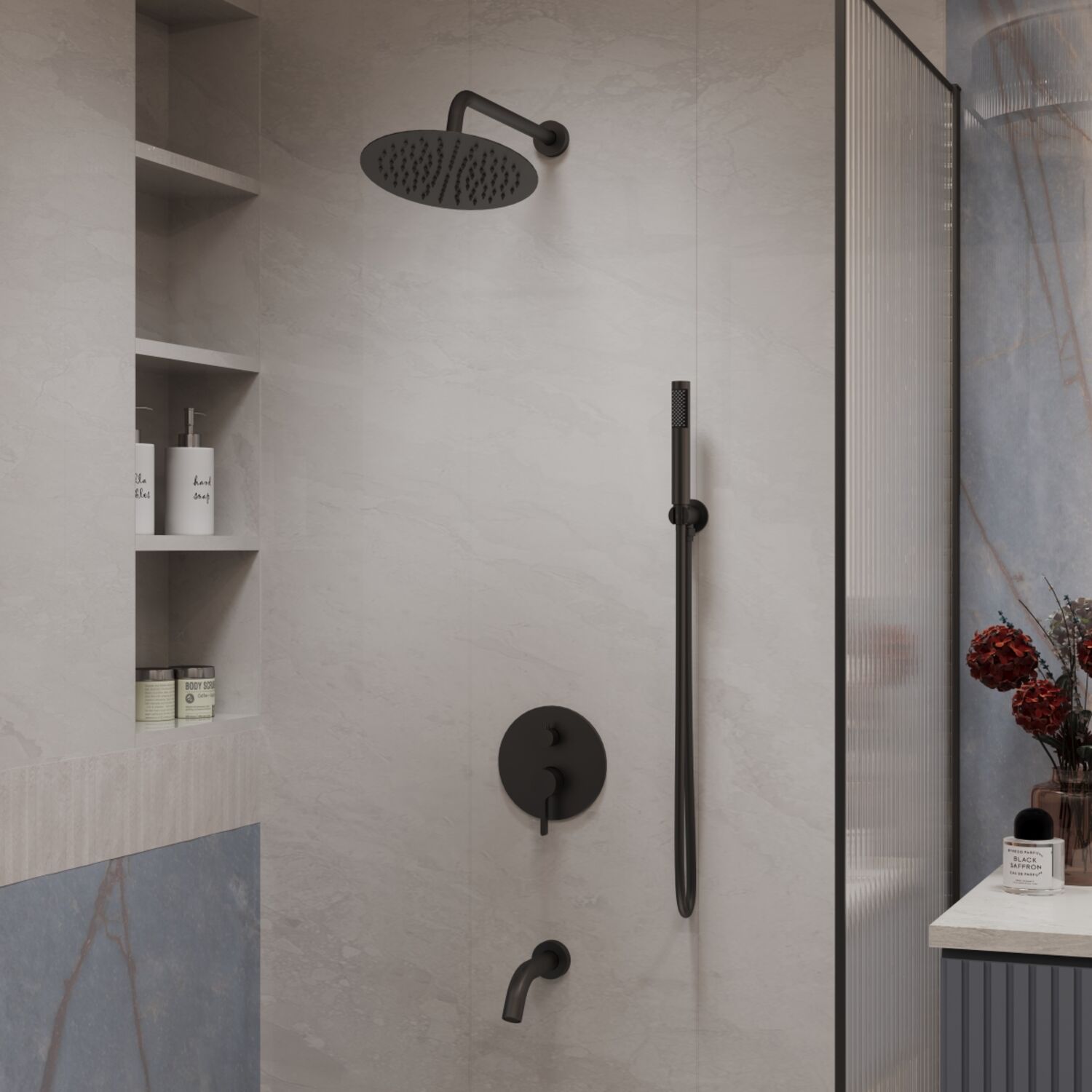 Душевой комплект Vincea Villa VSFW-1VL3MB, встраиваемый, цвет черный - фото 1