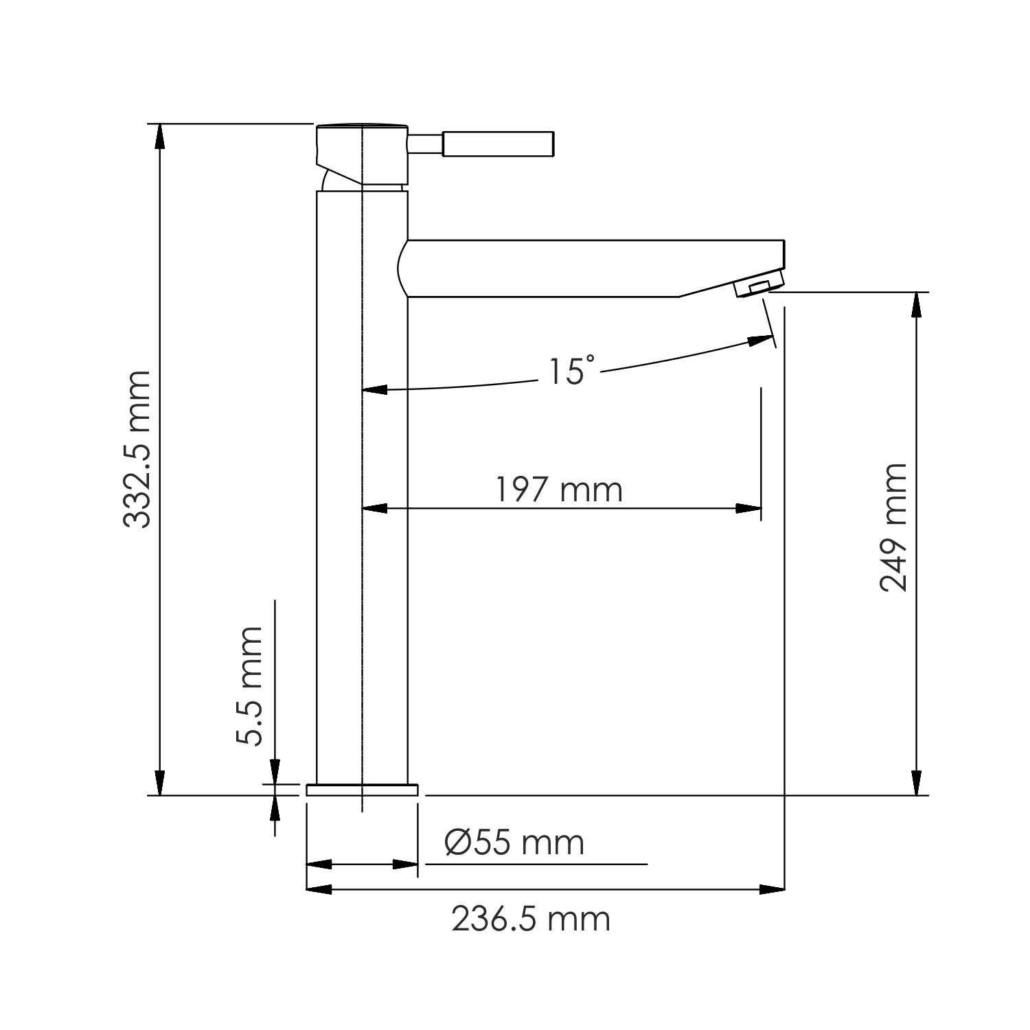 Смеситель WasserKRAFT Gollach 3303H для раковины, цвет черный