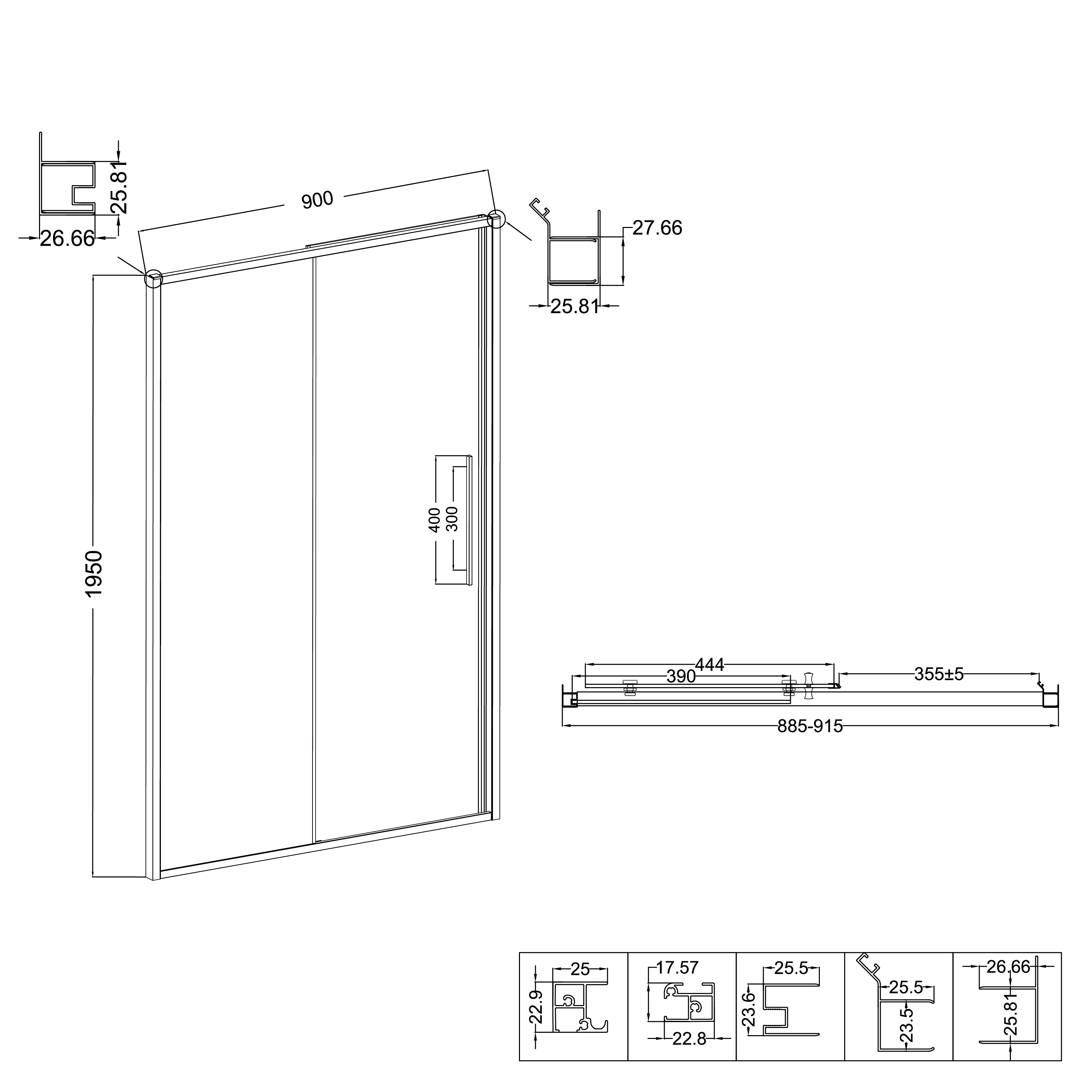 Душевой уголок Niagara Nova NG-84-9AB-A90B-34 90x90, стекло прозрачное, профиль черный матовый