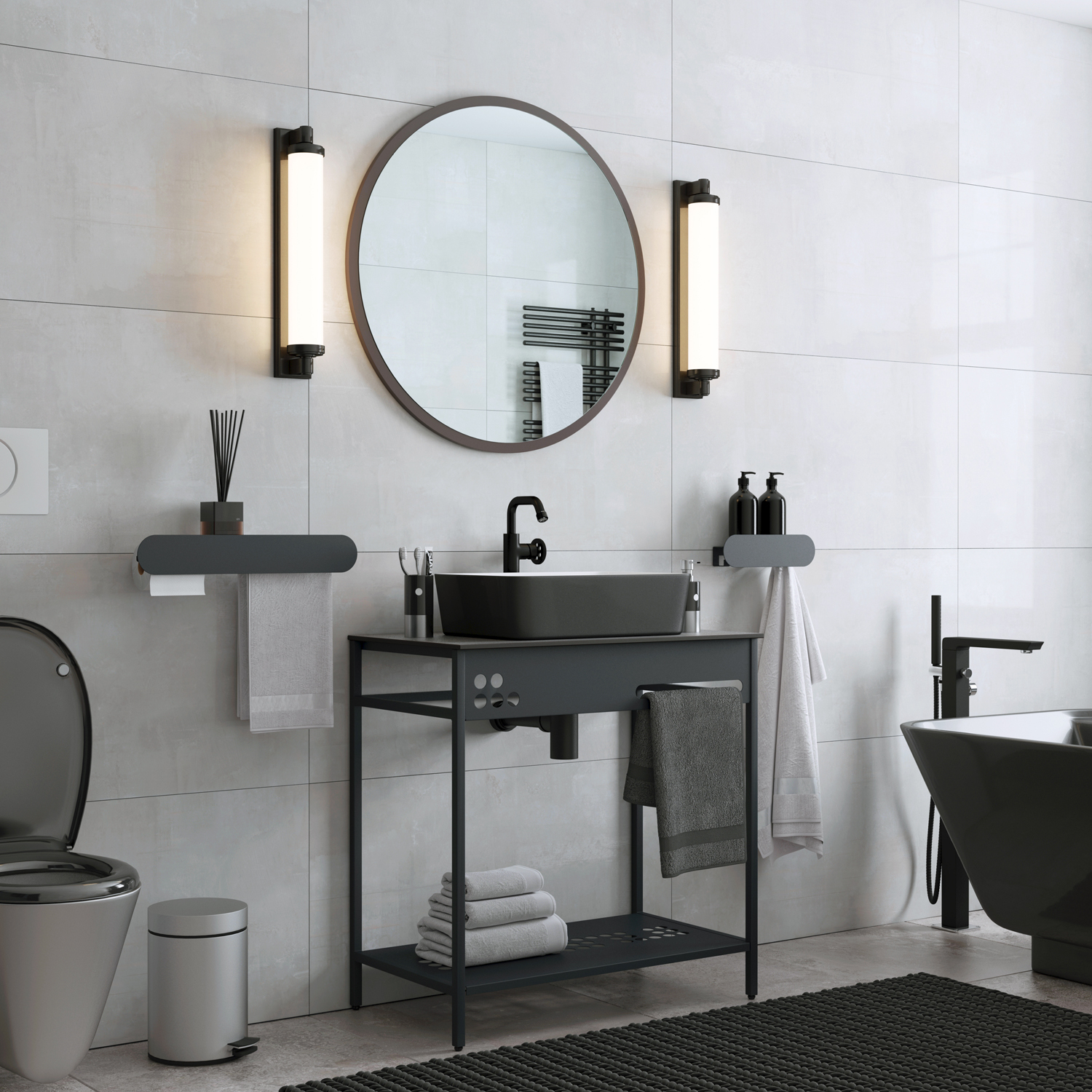 Зеркало Corozo Слим 77x77, цвет черный - фото 1