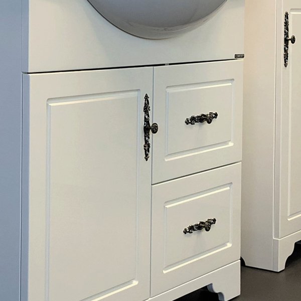 Мебель для ванной Comforty Севилья-85 с раковиной Сенеж 87, цвет слоновая кость