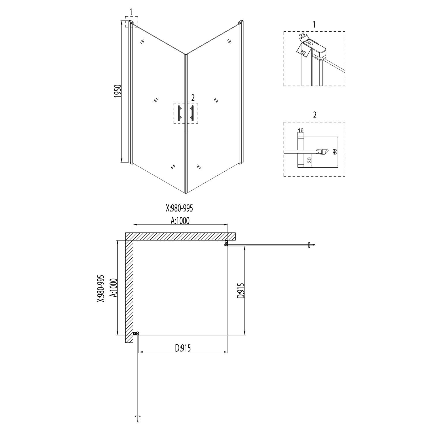 Душевой уголок Niagara Nova NG-6604-08 100x100, с поддоном, стекло прозрачное, профиль хром - фото 1