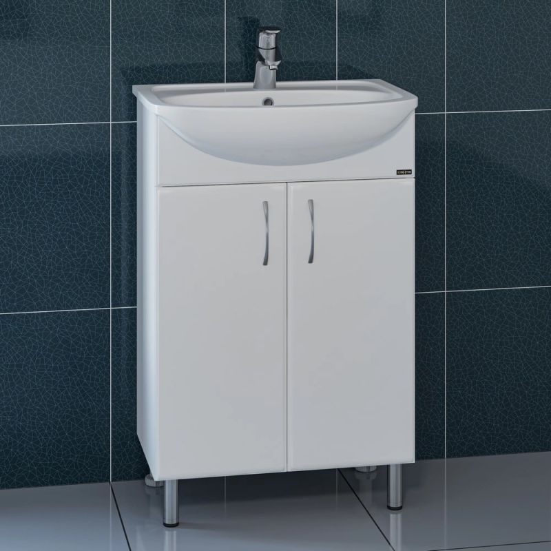 Тумба под раковину Санта Уют 55 напольная, с дверцами, цвет белый