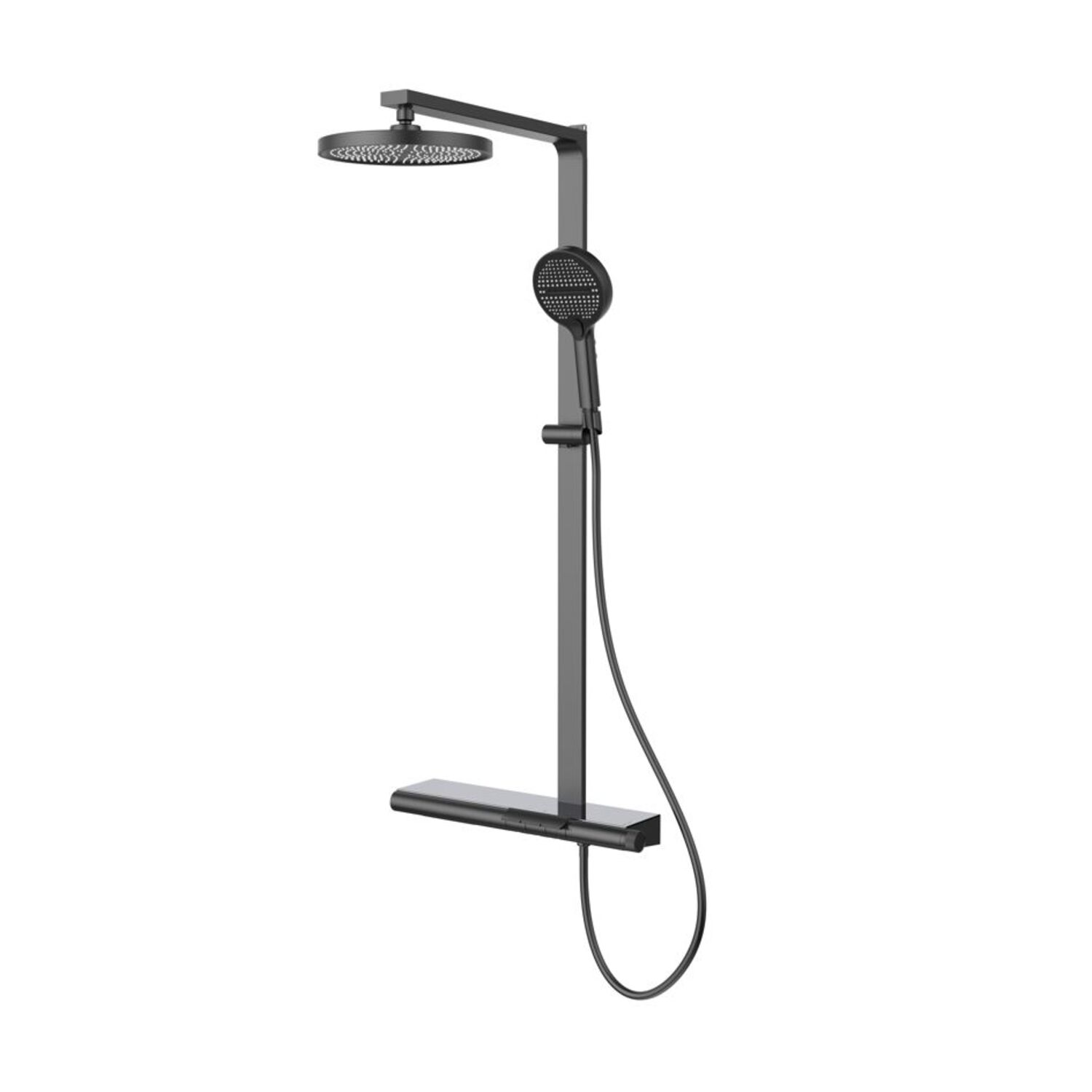 Душевая стойка Vincea Aspire VSFS-4AS1GM, с верхним душем, смесителем, цвет вороненая сталь