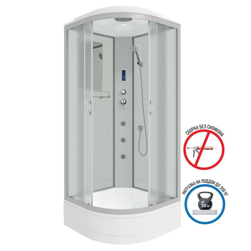 Душевая кабина Niagara Classic NG-3301-14F 90x90, стекло матовое, профиль серебро, с крышей, с гидромассажем, с пультом управления - фото 1