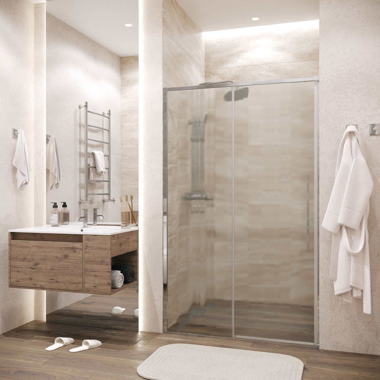 Душевая дверь Grossman Galaxy 100.K33.01.120.10.02 120х195, левая, стекло шиншилла, профиль хром - фото 1